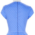 2016 Belle Poque Stock Cap manga V-cuello blanco punto azul estilo vintage algodón fresa 50s retro vestido BP000001-17